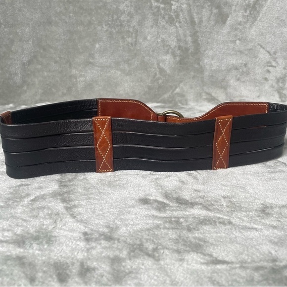Vintage Michel Clo Cuoio Arte Firenze 1952 Belt Brown Black Wide Leather main image 7